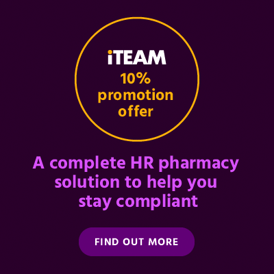 iTEAM 10% promotion offer. A complete HR pharmacy solution to help you stay compliant. Click to find out more.